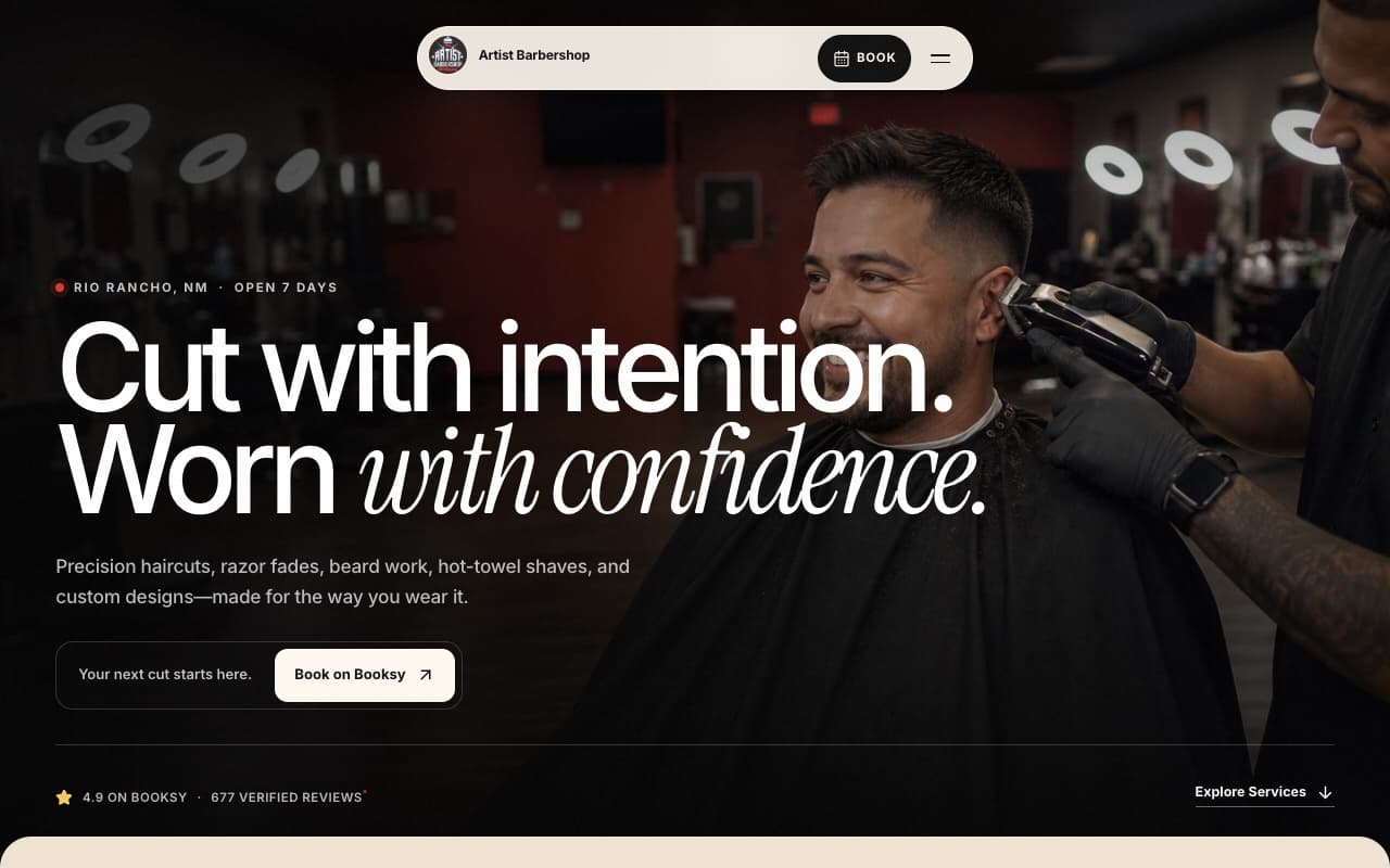 Artist Barbershop live project homepage
