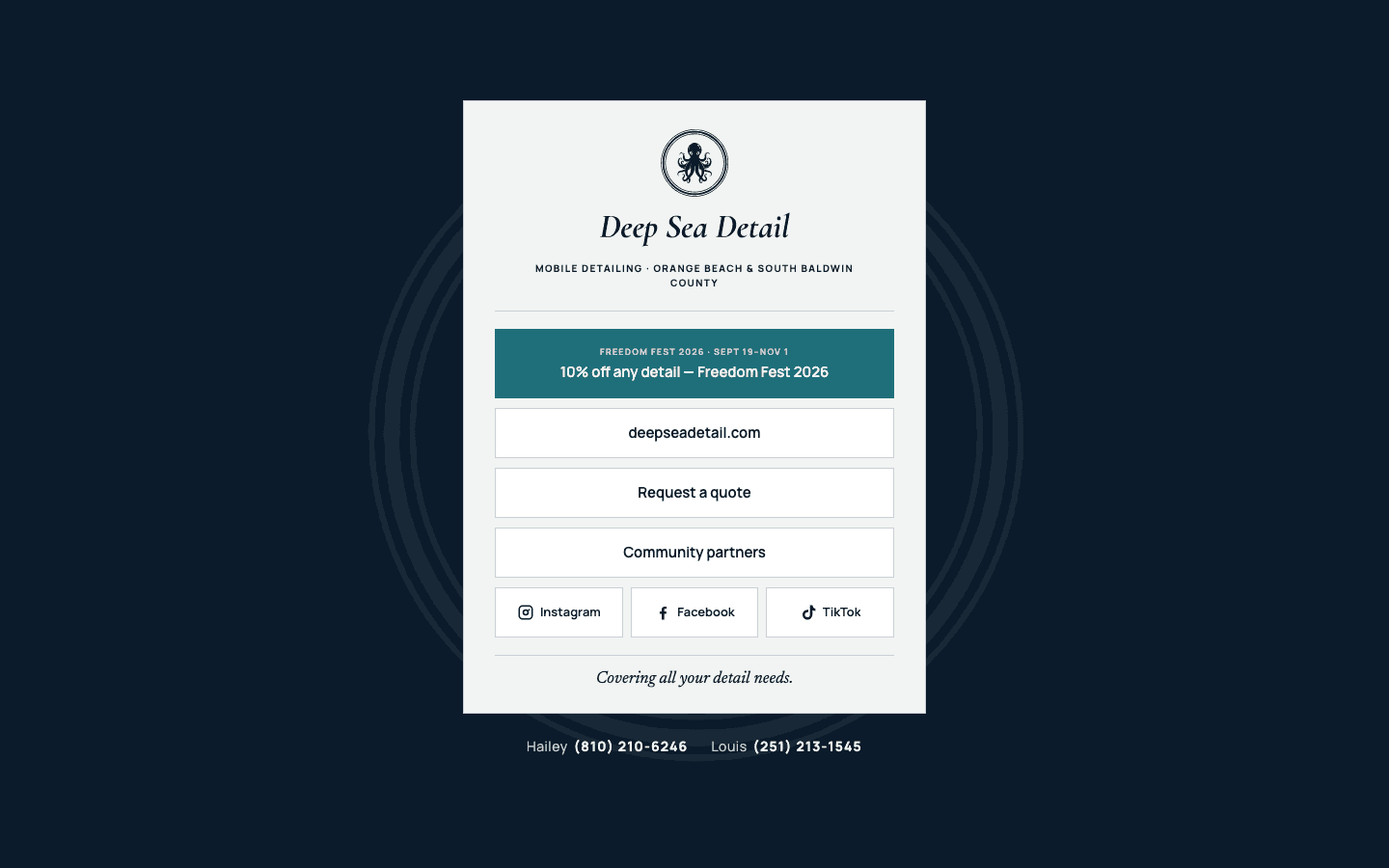 Deep Sea Detail Links live project homepage