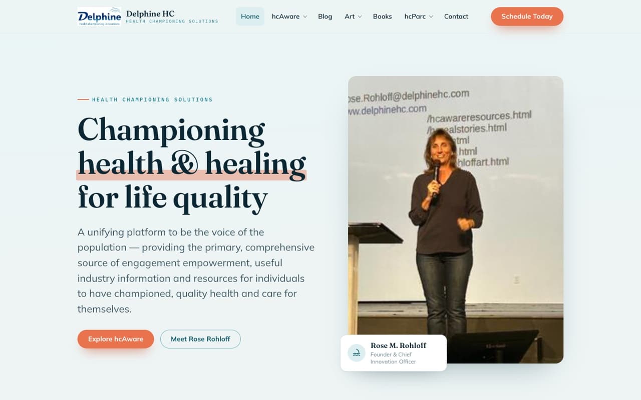 Delphine HC Innovations live project homepage