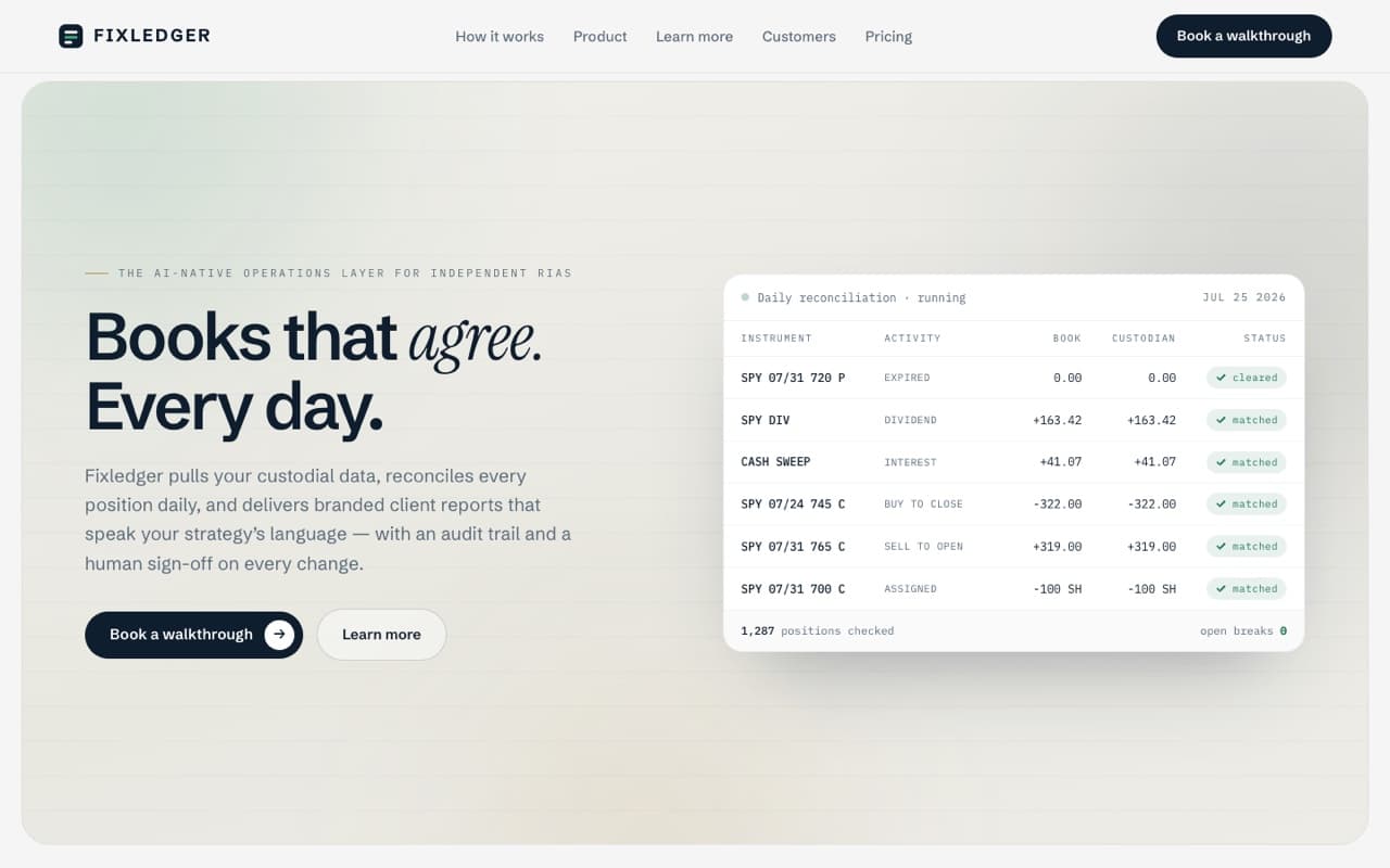 Fixledger live project homepage