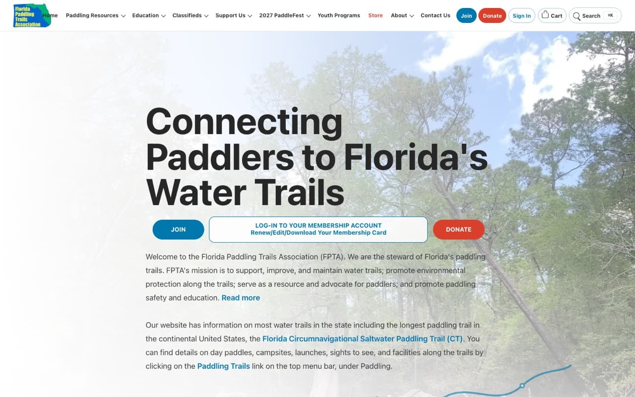 Florida Paddling Trails live project homepage