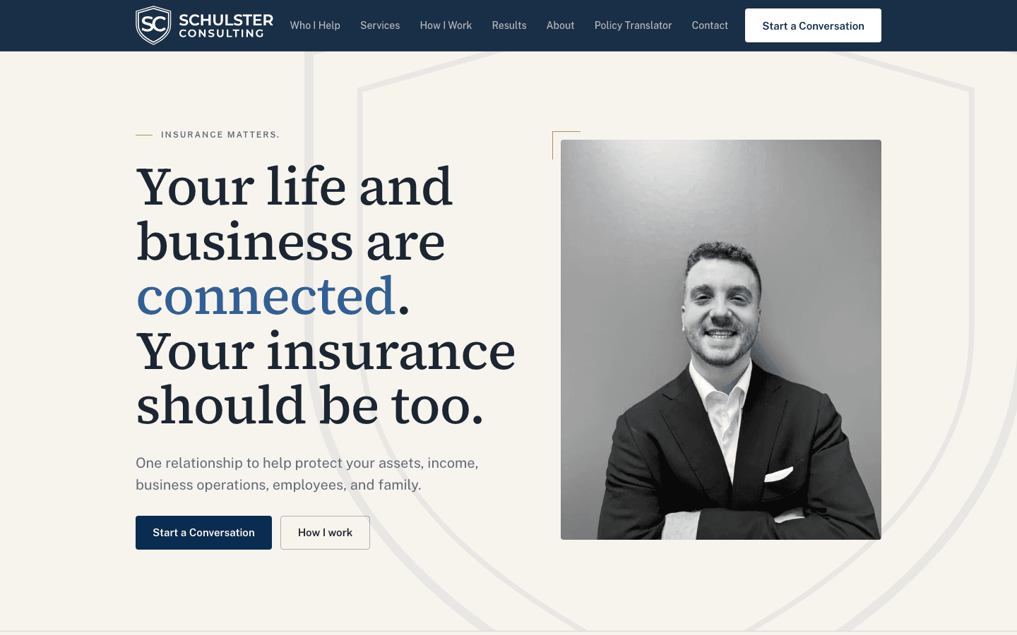 Schulster Consulting live project homepage