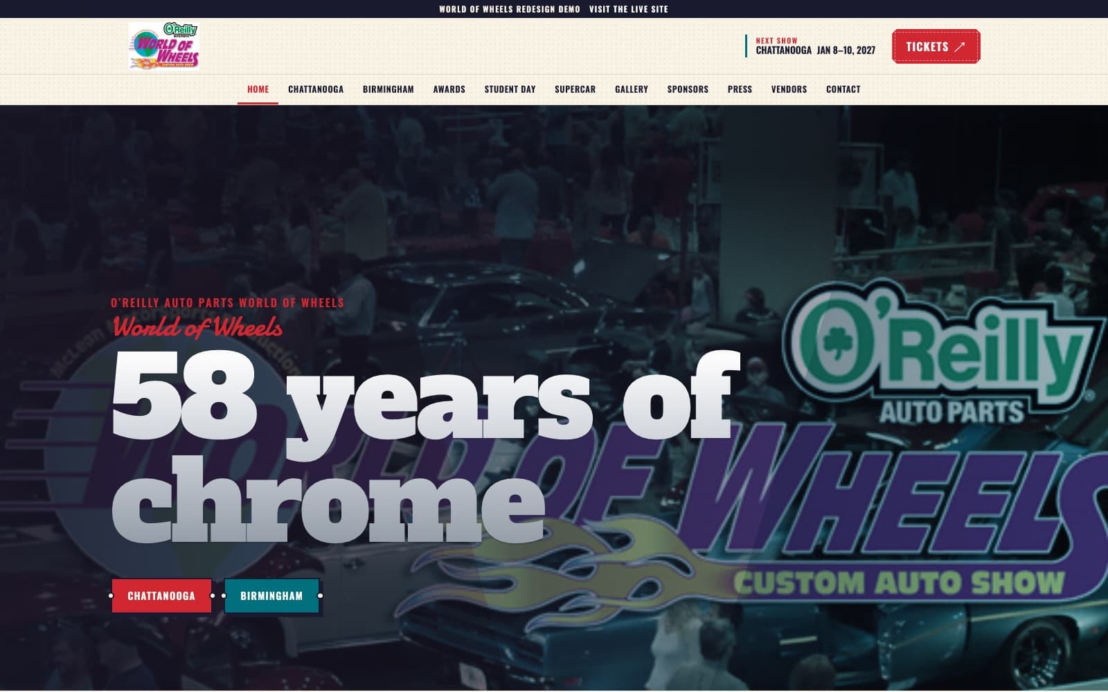 World of Wheels live project homepage